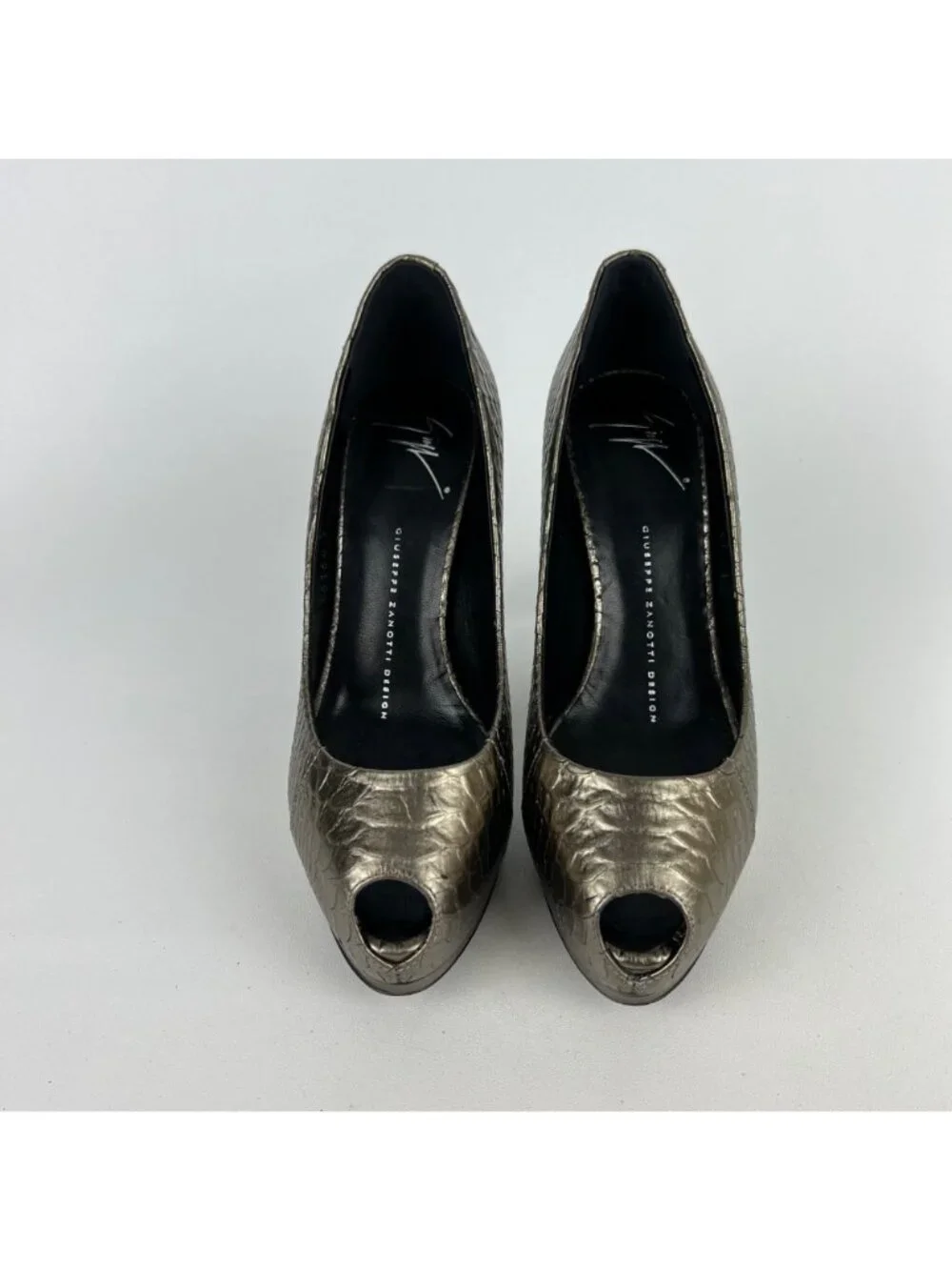Giuseppe Zanotti NEW Womens Sharon Metallic Snake Platform Heels size 37 US 7